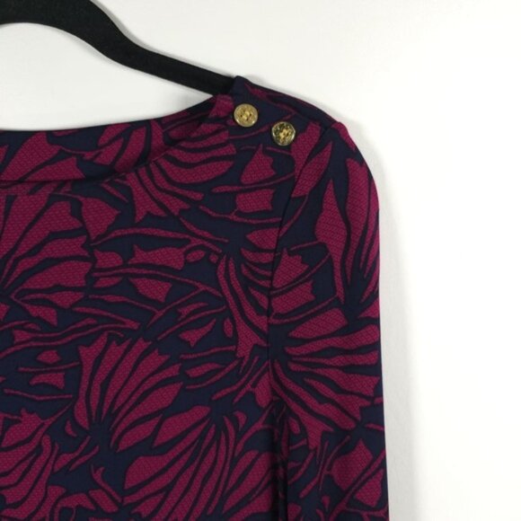 NWT TORY BURCH ETTA DRESS TORY NAVY AZOLLA COMBO A/988 Floral Print LS SMALL - Picture 10 of 15